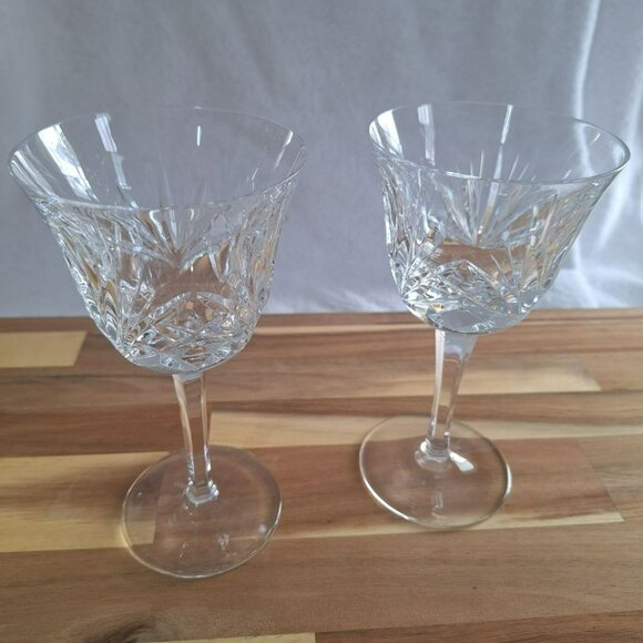 Gorham Crystal Cherrywood Water Goblet Glassware‎ Clear Stemware 7 Inch Set of 2 - Picture 10 of 11